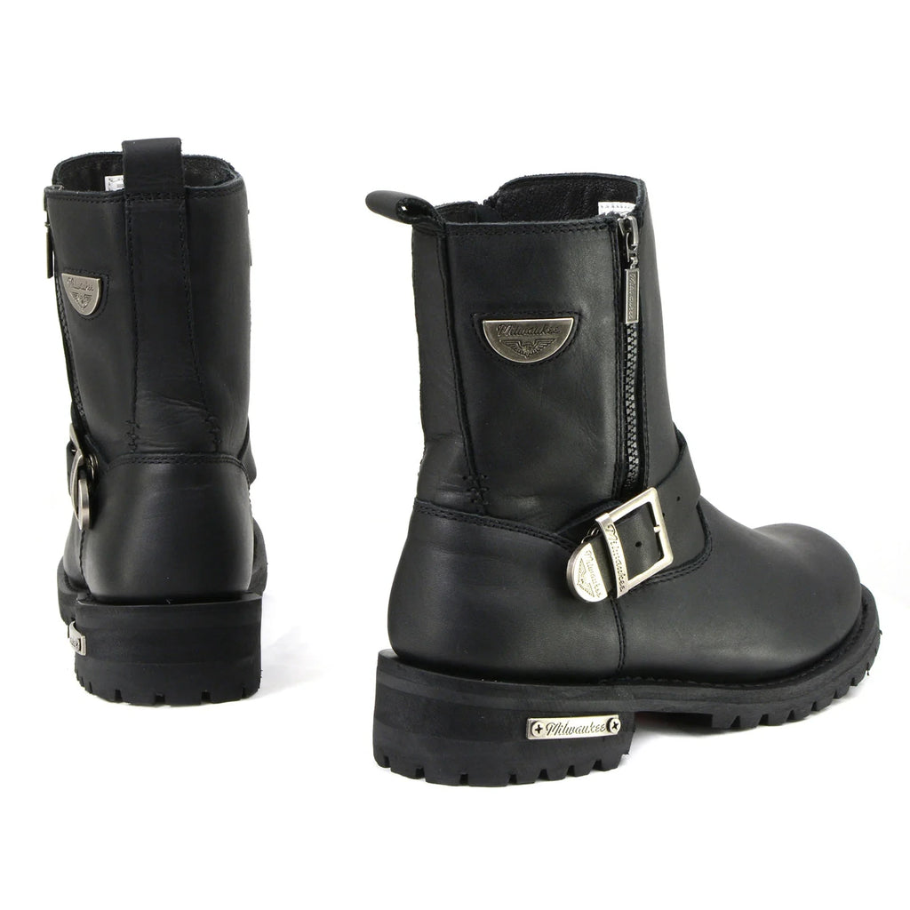 Men's Zip Motorcycle Boots - Black