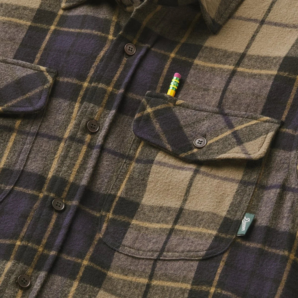 Men's Cotton Flannel Shirt - Navy Olive Plaid