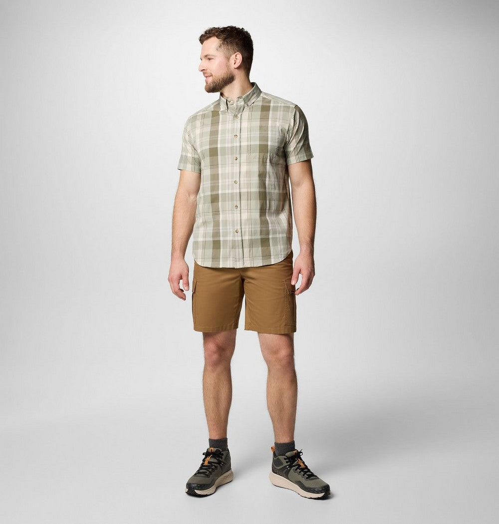 Men's Stretch Short Sleeve Plaid Shirt - Navy