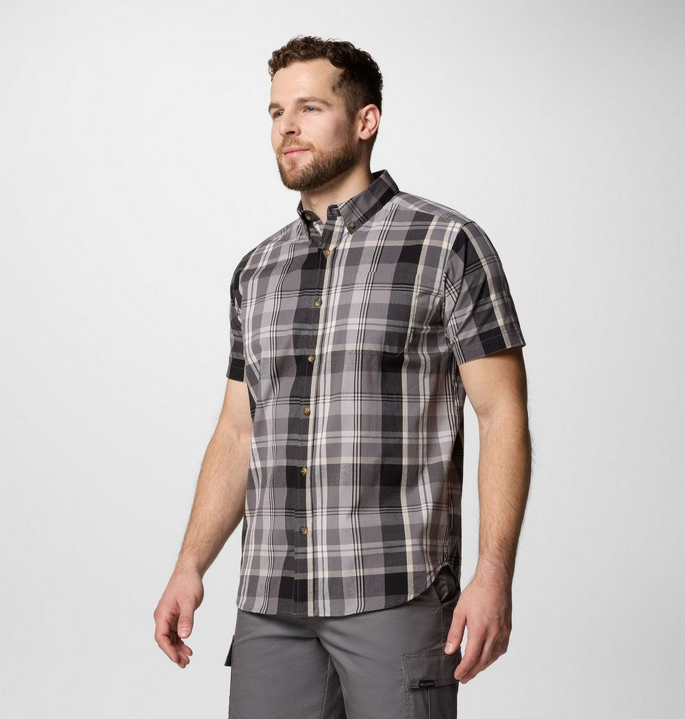Men's Stretch Short Sleeve Plaid Shirt - Navy