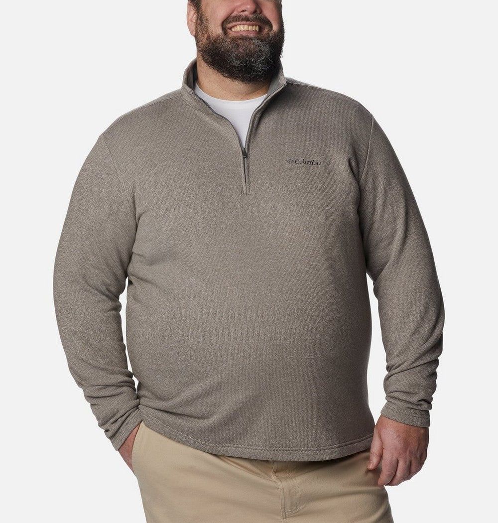 Men's Big Cotton-Blend Half-Zip Pullover - Black