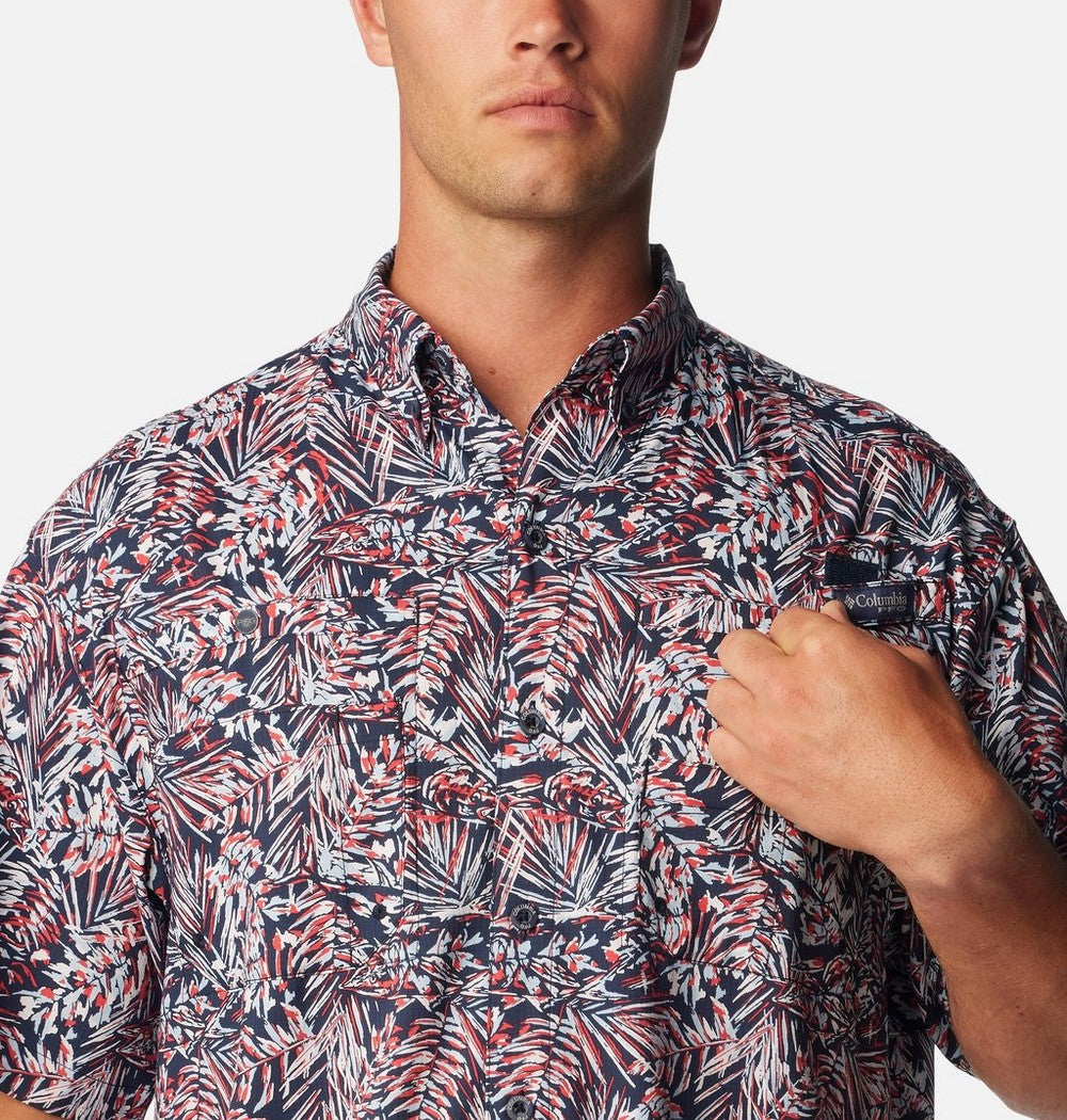 Men's Vented Short-Sleeve Fishing Shirt - Green Gingham