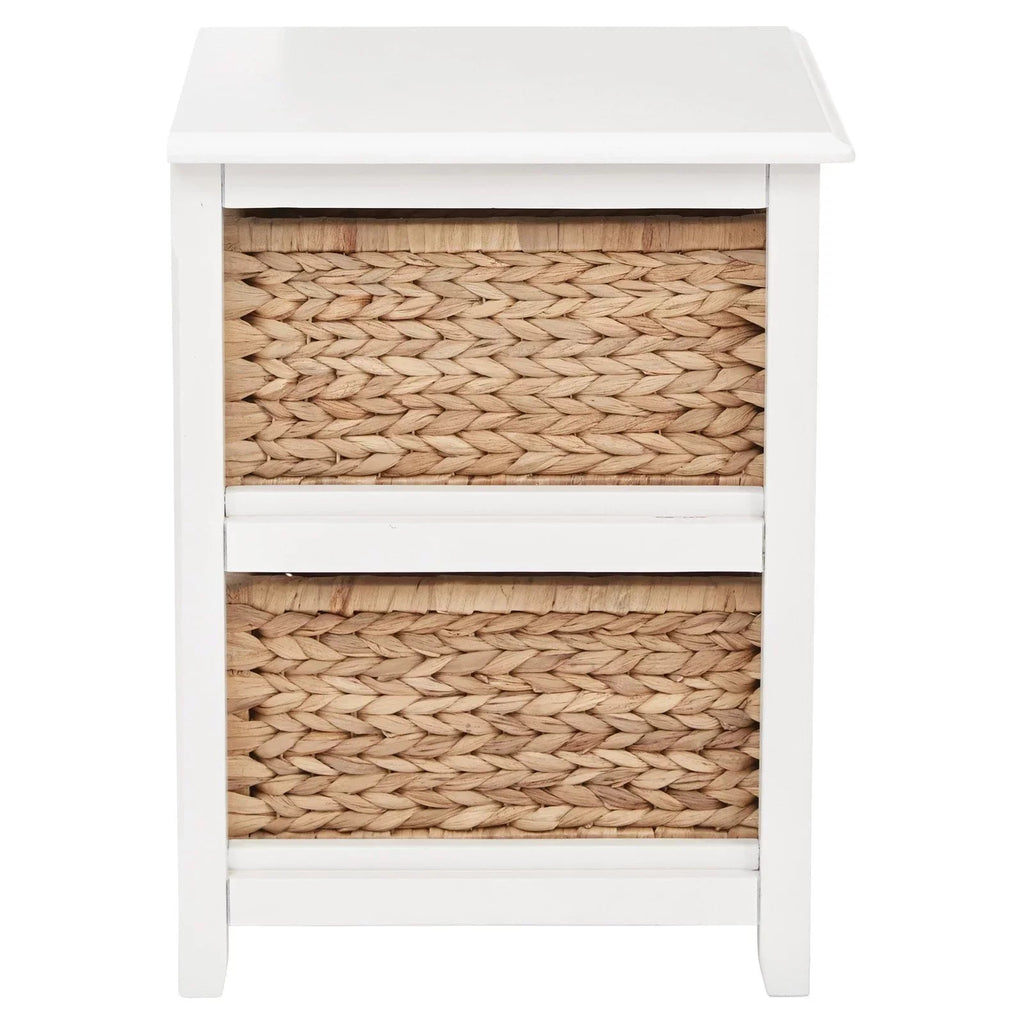 Two-Tier Engineered Wood Storage Unit With Natural Baskets, 16.5in W x 15.75in D x 21.25in H - Seabrook