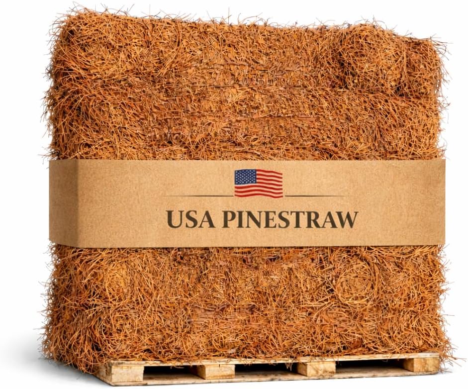 USA Pinestraw Long Needle Pine Straw Mulch, 2400 Sqft Coverage, 1 Set