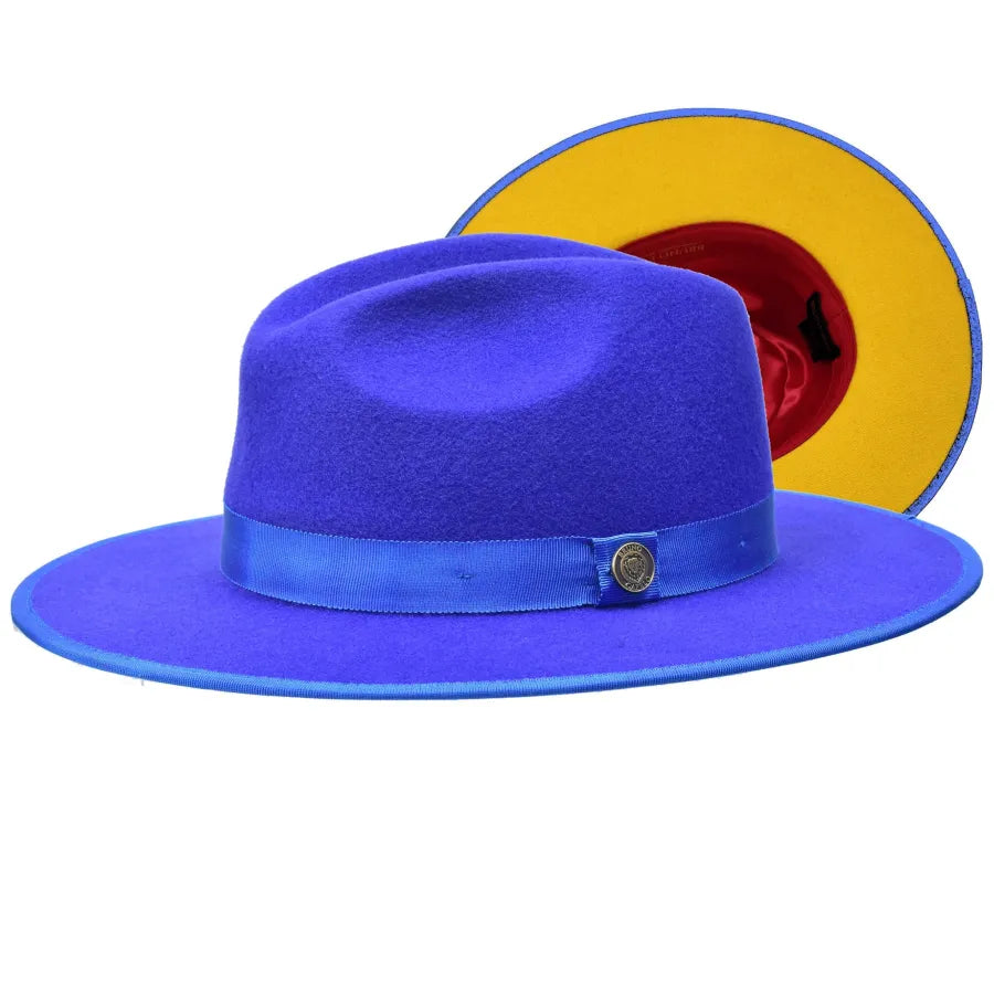 Bruno Capelo Monarch Gold Bottom Wide Brim Wool Fedora-Purple / Gold