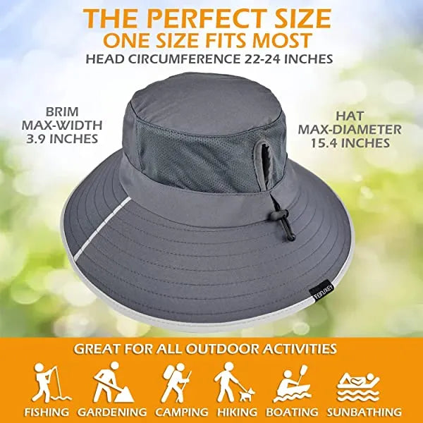 Sun Hat For Men/Women, Waterproof Wide Brim Bucket Hat Foldable Boonie Hat For Fishing Hiking Garden Safari Beach Upf 50/Waterproof