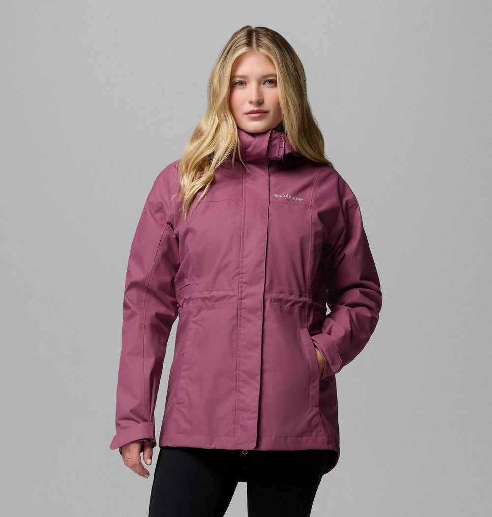 Women's Long Waterproof Rain Jacket - Mauve
