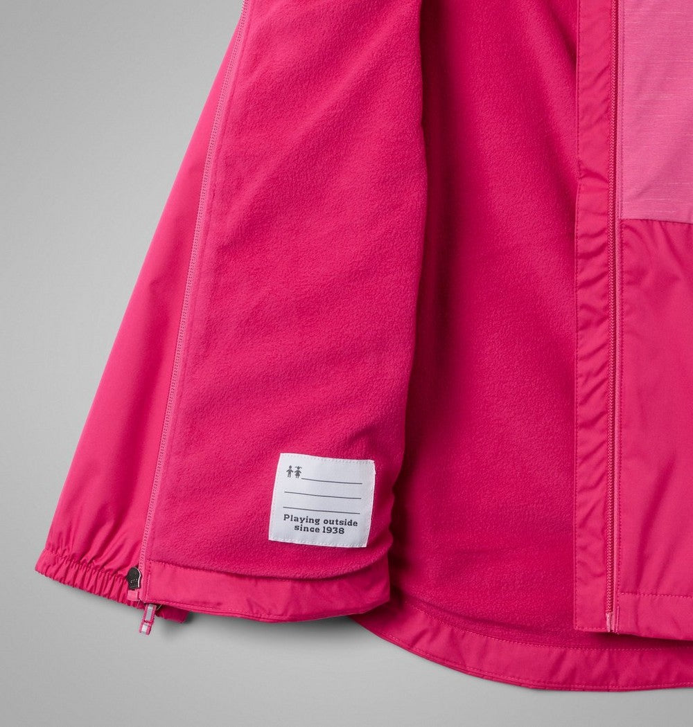 Girls' Fleece-Lined Rain Jacket - Wine