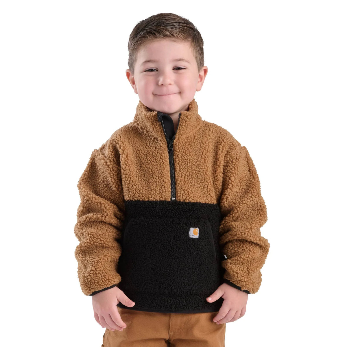 Boys' Sherpa Quarter-Zip Pullover - Black