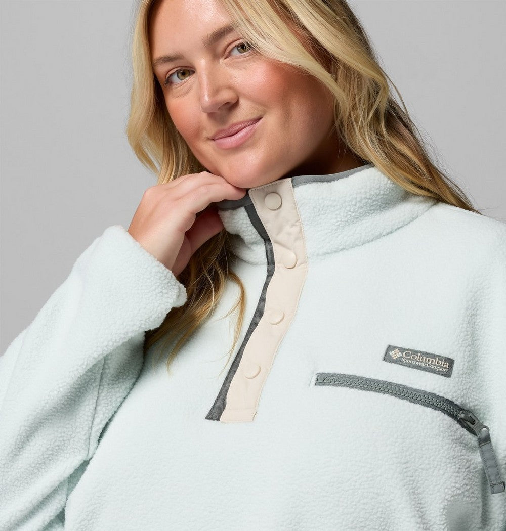 Women's Plus Cropped Sherpa Half-Snap Pullover - Tan