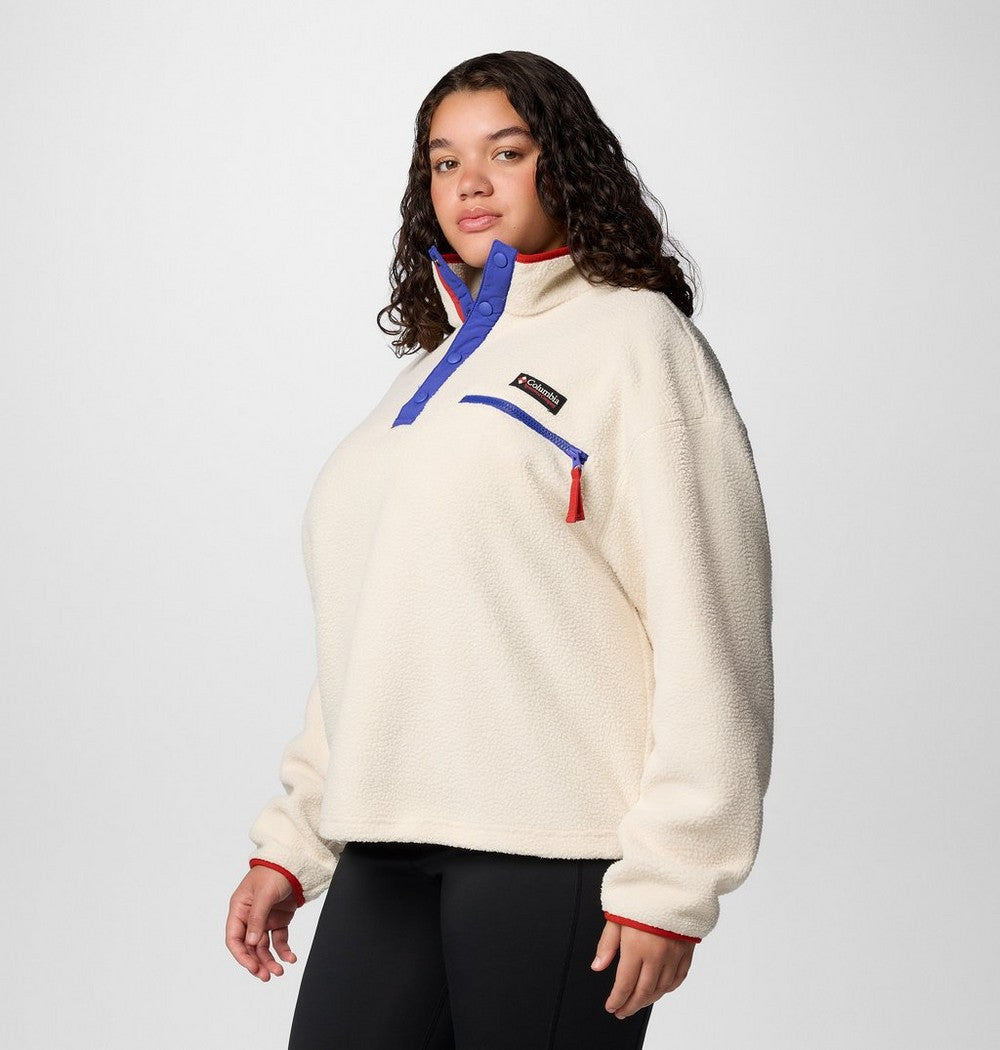Women's Plus Cropped Sherpa Half-Snap Pullover - Tan