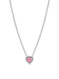Pink Heart Pavé Pendant Necklace - Sterling Silver