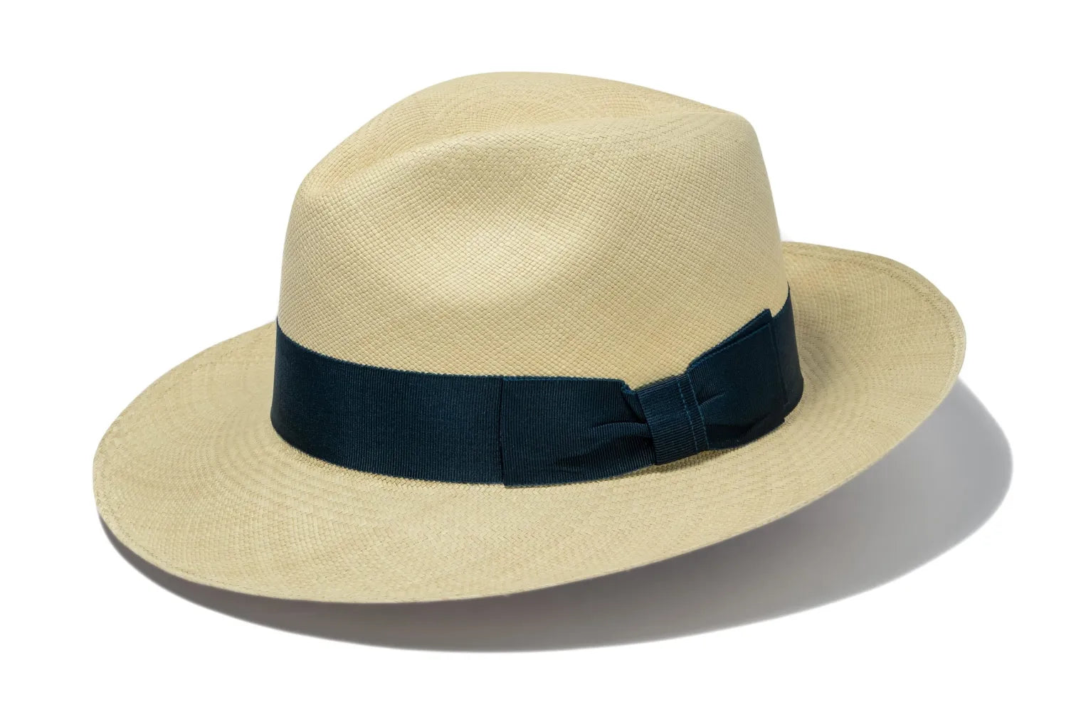 Advanced Original Panama Natural Toquilla Straw | Navyblue Band-Handwoven In Ecuado