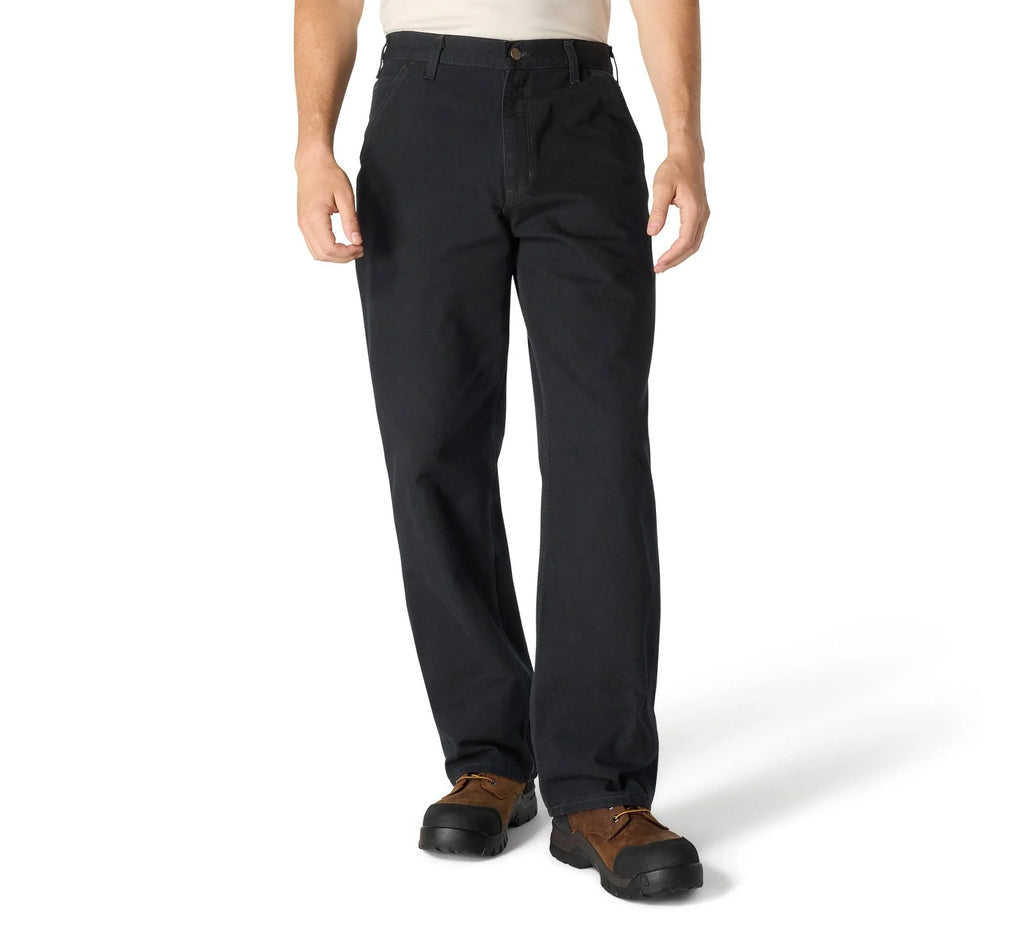 Men's Loose Cotton Canvas Utility Pants - Black