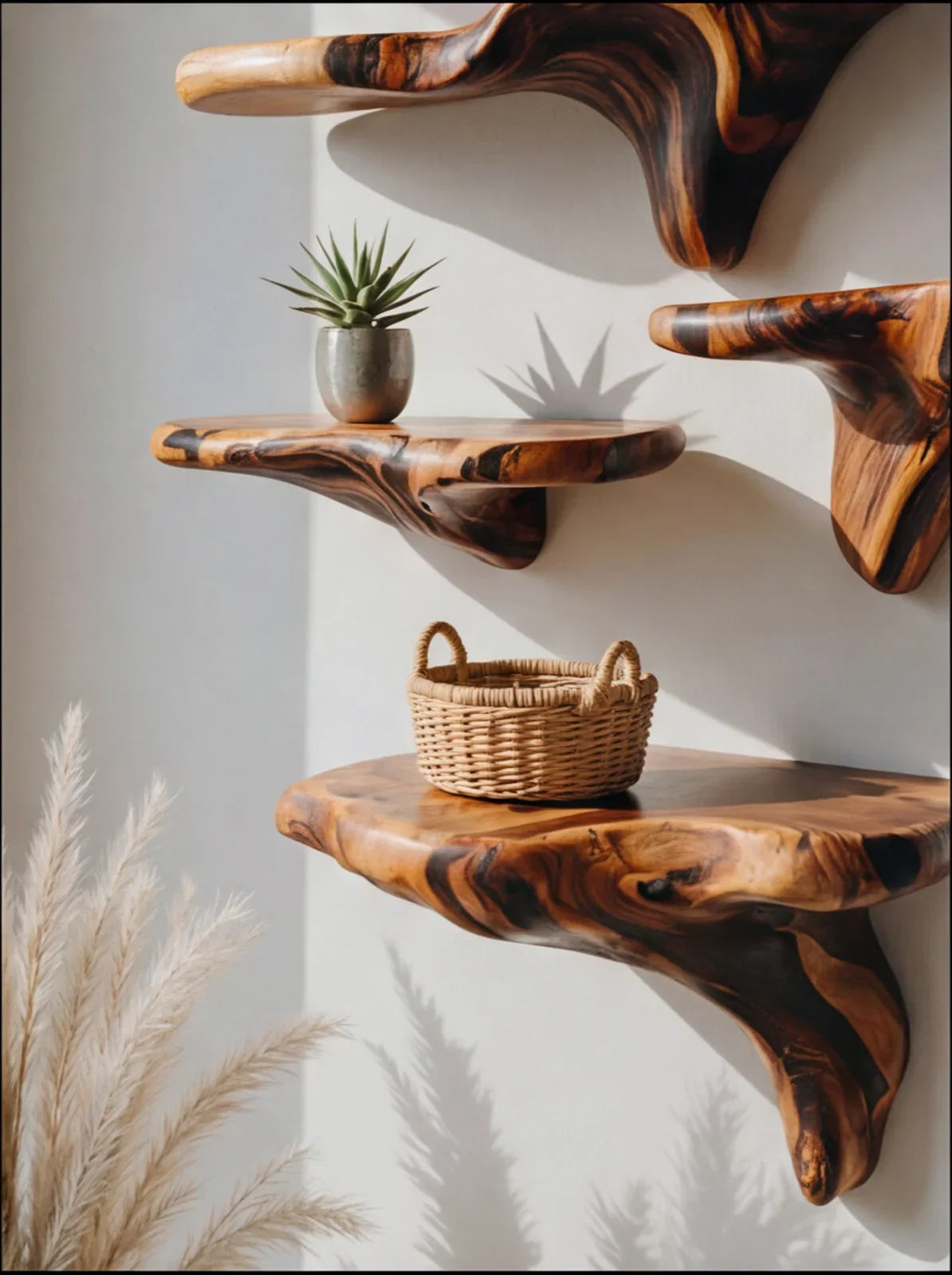 Scorched Live Edge Mushroom Floating Shelf