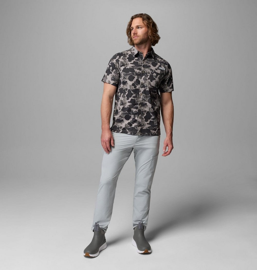 Men's Short-Sleeve Cotton Camp Shirt - Gray