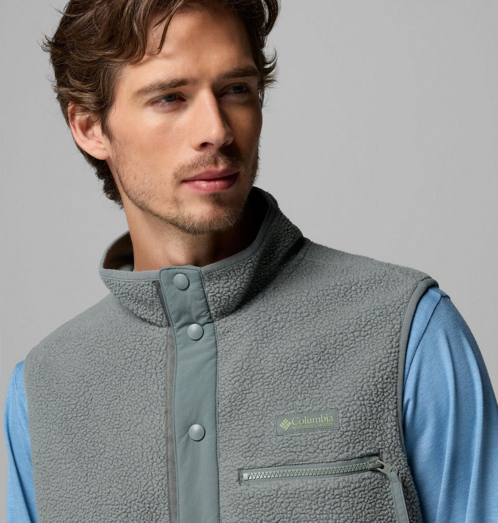 Men's Sherpa Fleece Snap Vest - Black