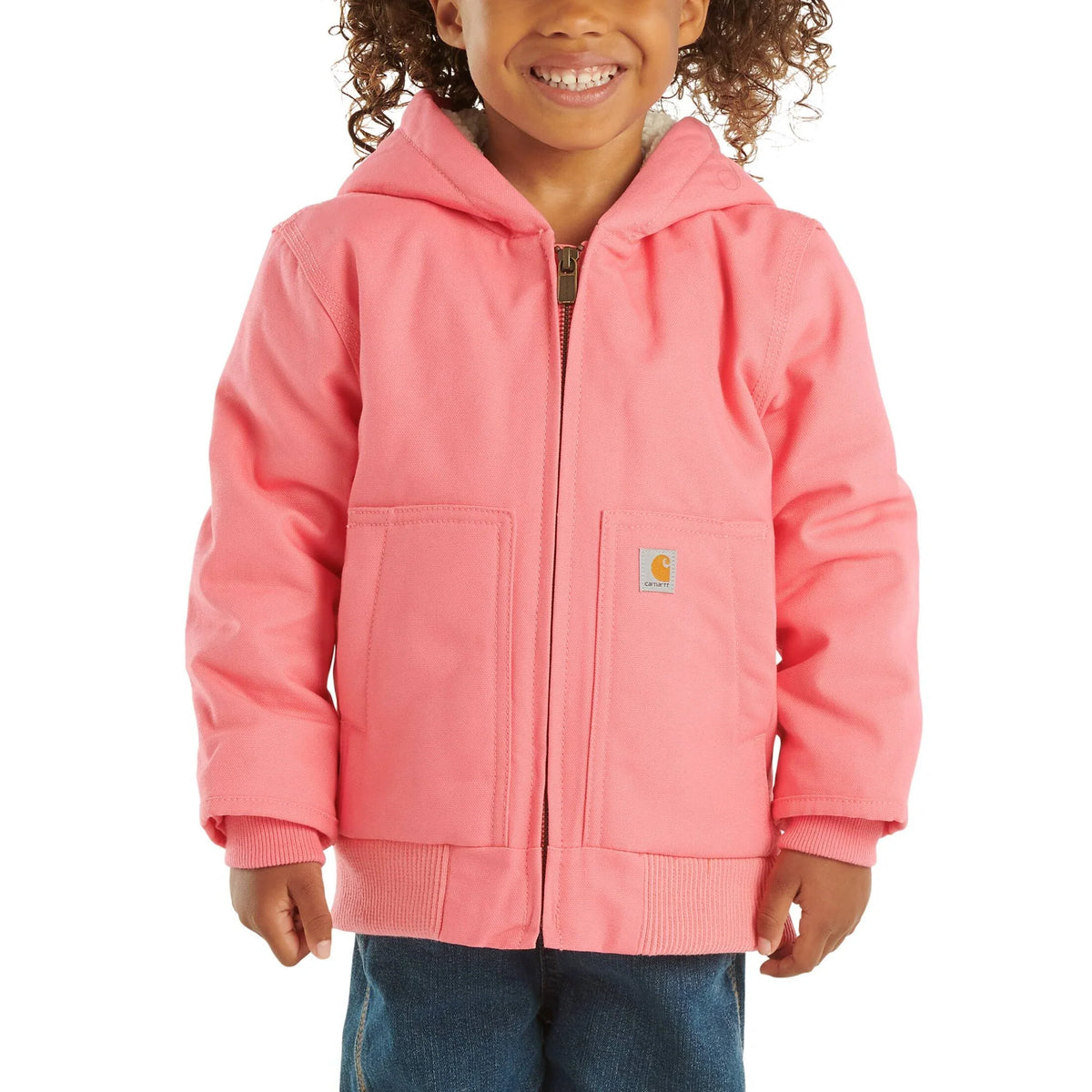 Girls' Insulated Canvas Hooded Jacket - Pink