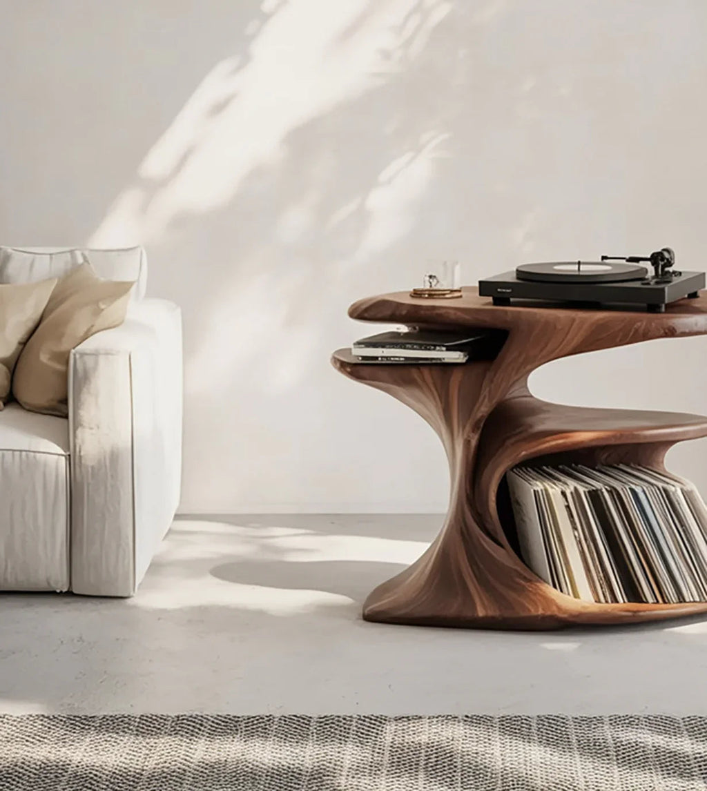 Farmhouse Turntable Station With Storage