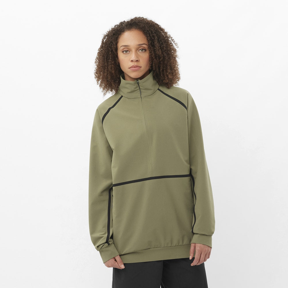 Unisex Half-Zip Softshell Midlayer - Stone Gray