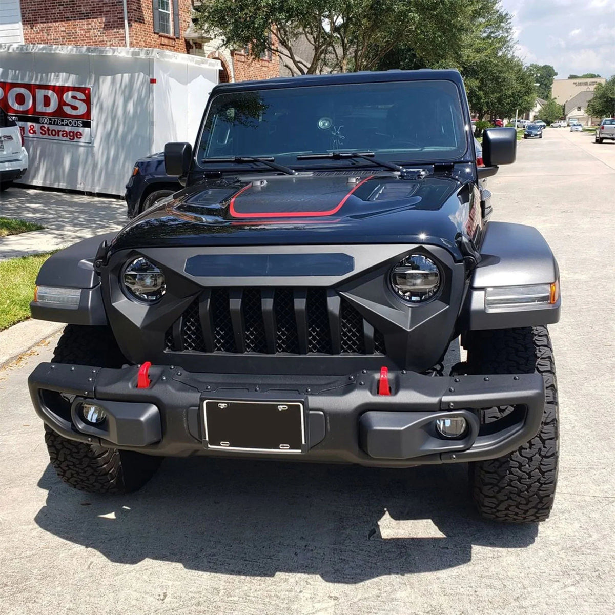 AMERICAN MODIFIED Demon Grille With Red Lights For 18-21 Wrangler/Gladiator
