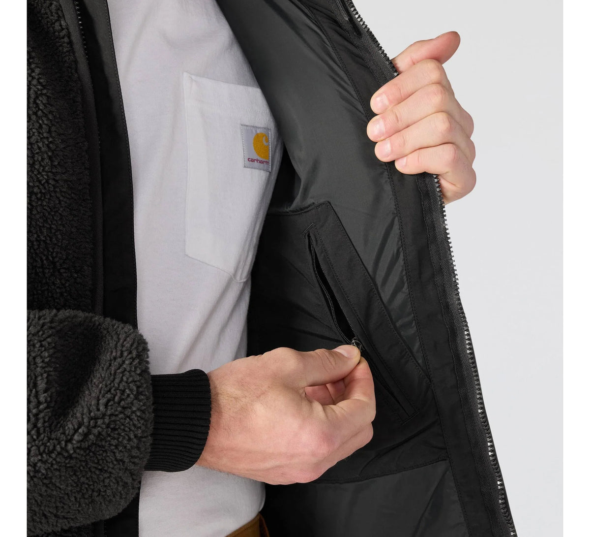 Men's Fleece Hooded Jacket - Black
