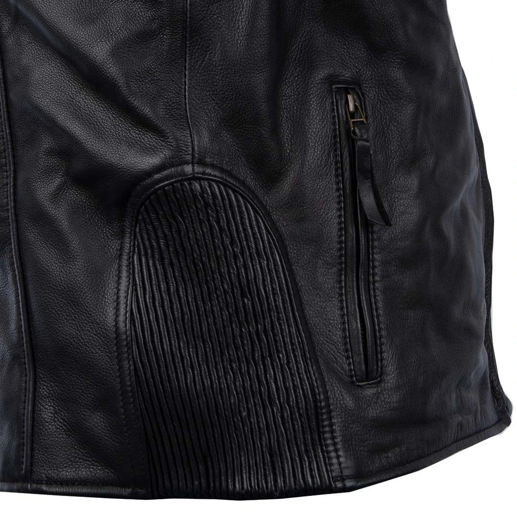 Men's Buffalo Leather Thermal Motorcycle Jacket - Black