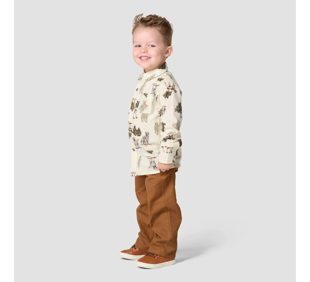 Toddler Plaid Shirt And Canvas Pant Set - Brown
