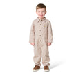 Kids' Striped Twill Snap-Front Coverall - Brown