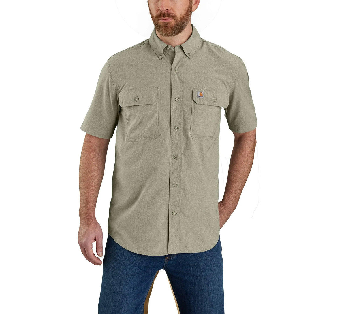 Men's Short-Sleeve Chambray Work Shirt - Burnt Olive