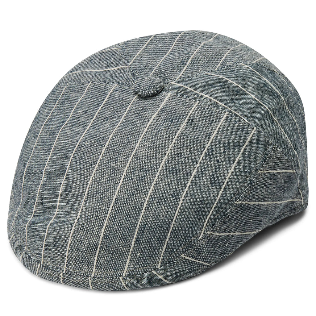 Blue & White Striped Moda Flat Cap