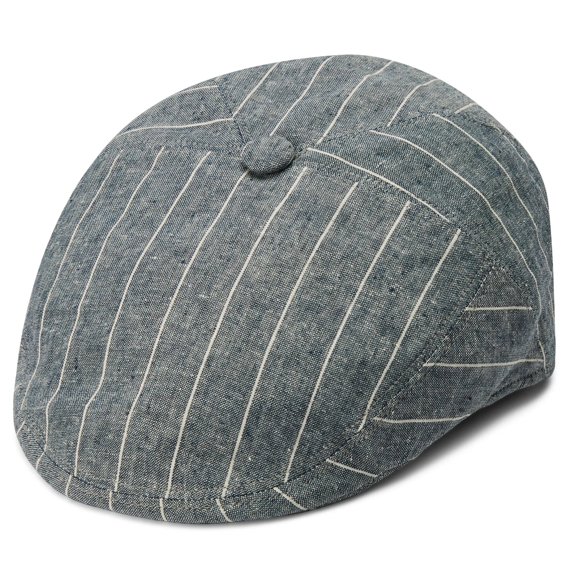 Blue & White Striped Moda Flat Cap