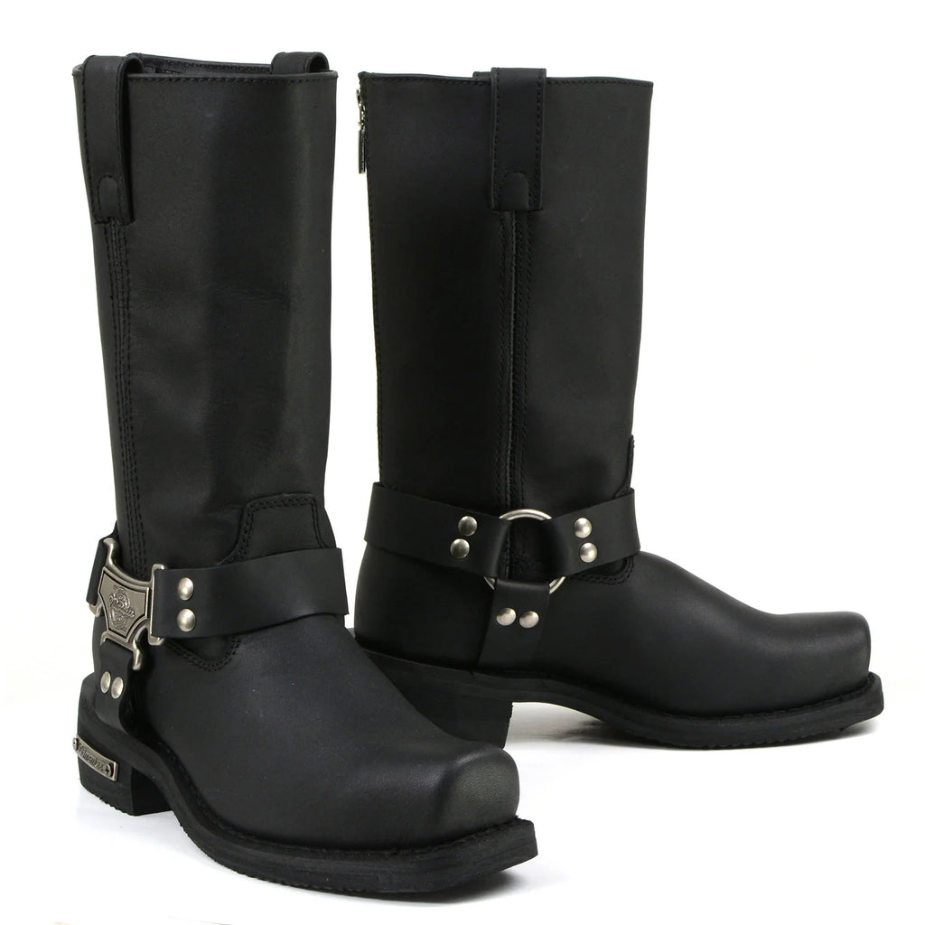Men's Harness Motorcycle Boots - Black