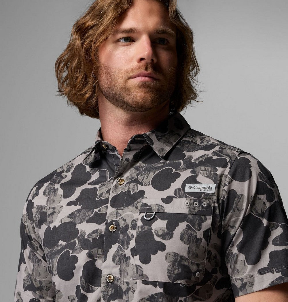 Men's Short-Sleeve Cotton Camp Shirt - Gray