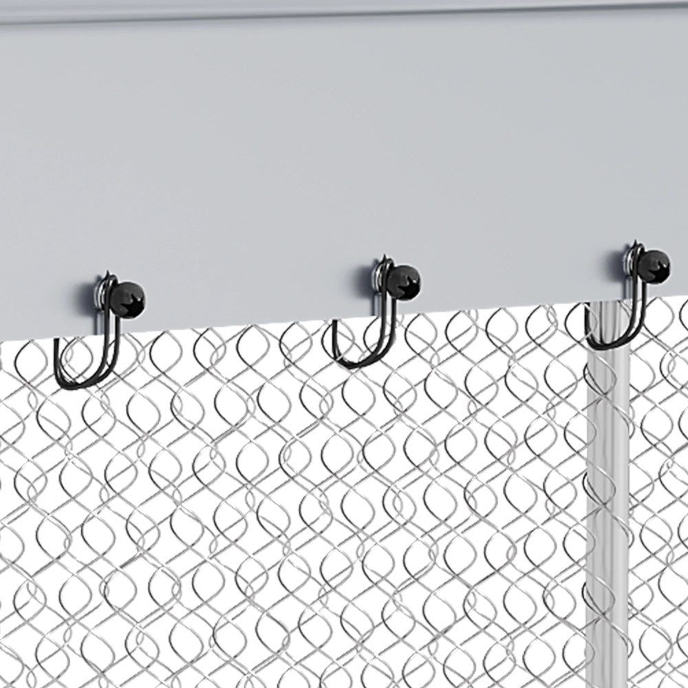 Dextrus Outdoor Dog Kennel Enclosure With Roof And Rotating Feeder Bowls, 10'x10', Silver