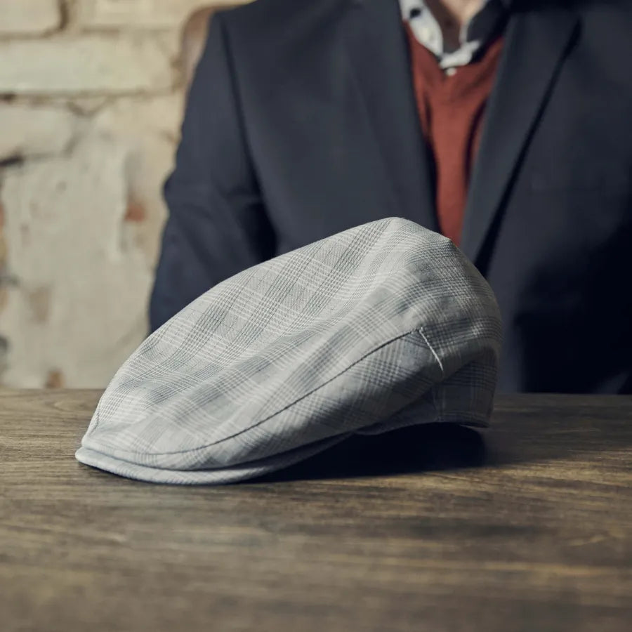 Grey Plaid Moda Flat Cap
