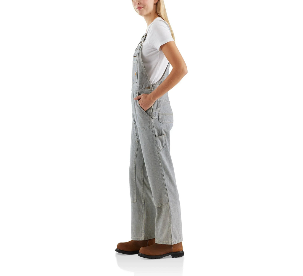 Women's Striped Cotton Twill Bib Overalls
