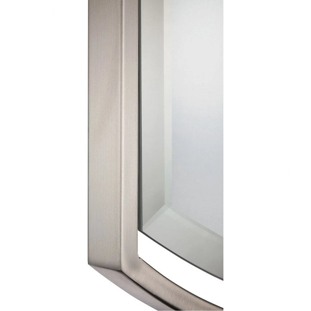 Bailey Street Symmetrical Arches Wall Mirror With Beveled Edge, Floating Frame, 21 Inches W X 35 Inches H - Brushed Nickel Finish