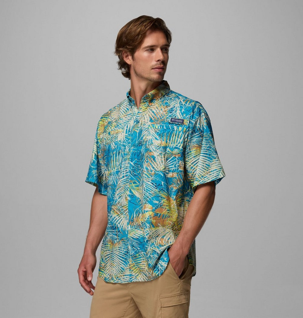 Men's Vented Short-Sleeve Fishing Shirt - Green Gingham