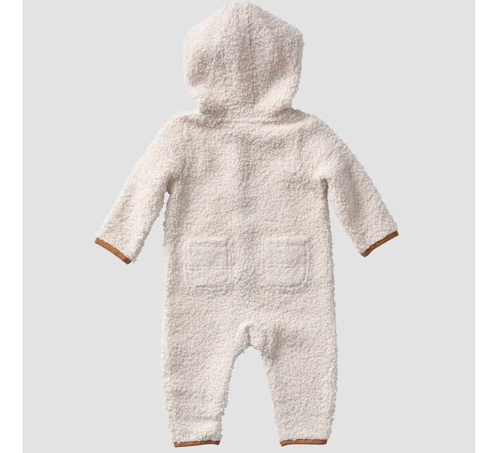 Baby Hooded Sherpa Fleece Coverall - Cream