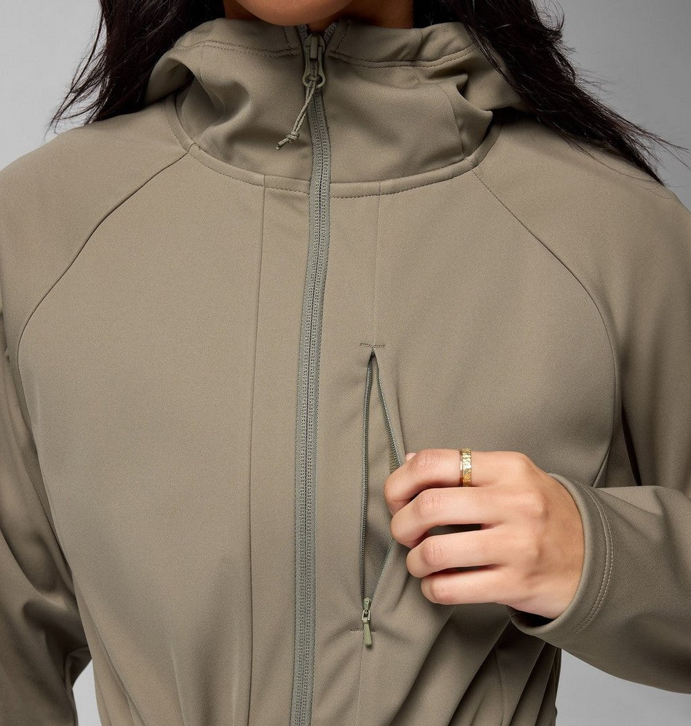 Women's Hooded Softshell Jacket - Stone Green