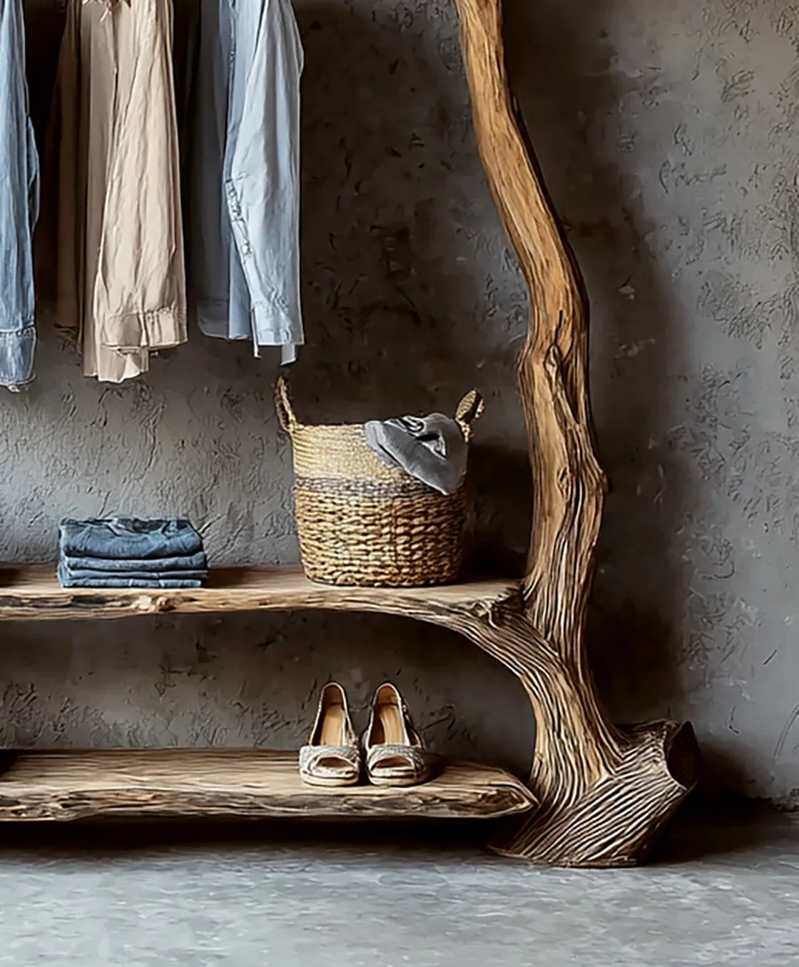 Handcrafted Tree Branch Clothing Rack
