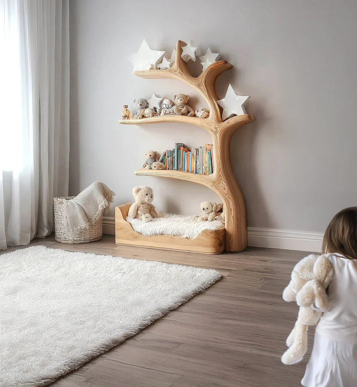 Wooden Tree Bookshelf For Kids