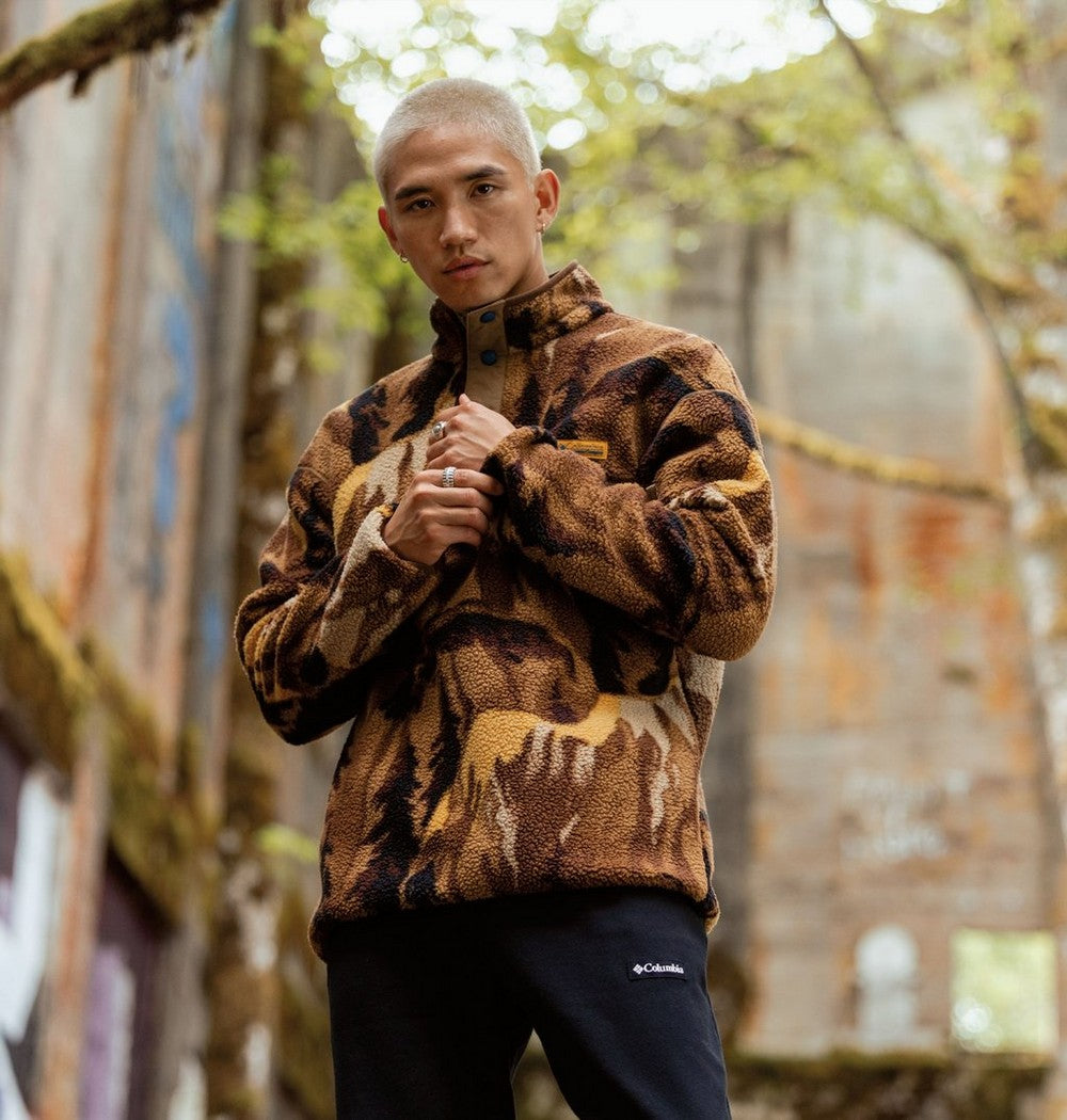 Men's Printed Half-Snap Fleece Pullover