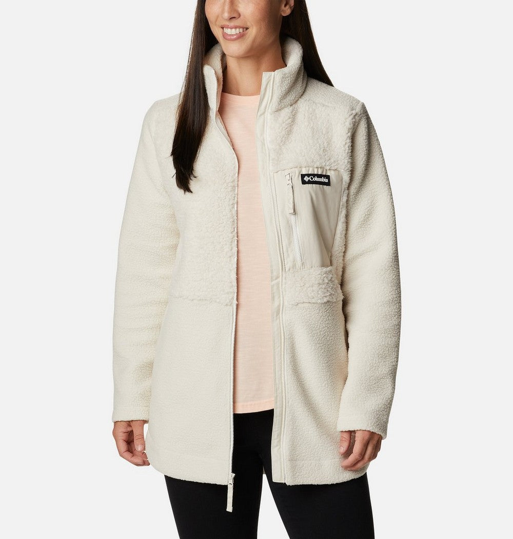 Women's Long Sherpa Full-Zip Fleece Jacket