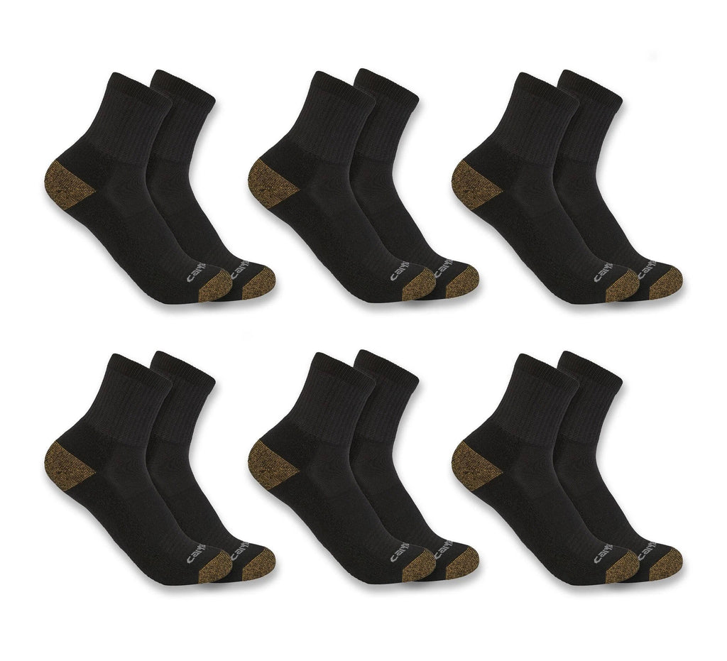 Midweight Quarter Socks, 6-Pack - Black