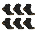 Midweight Quarter Socks, 6-Pack - Black