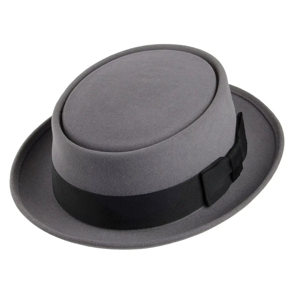 Thread Christys Hats Monk Fur Felt Pork Pie Hat - Light Grey