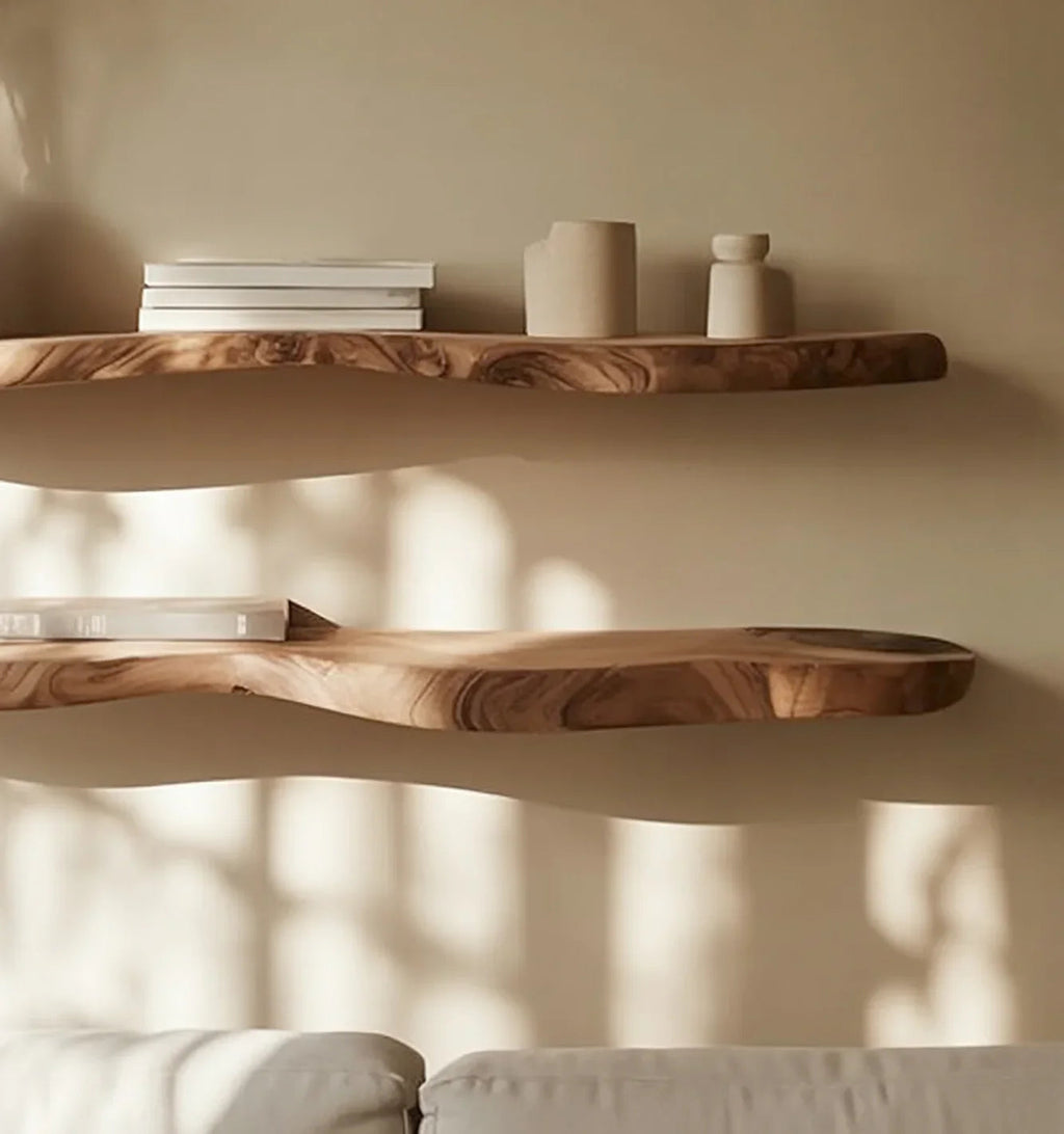 Rustic Floating Wall Shelf With Live Edge