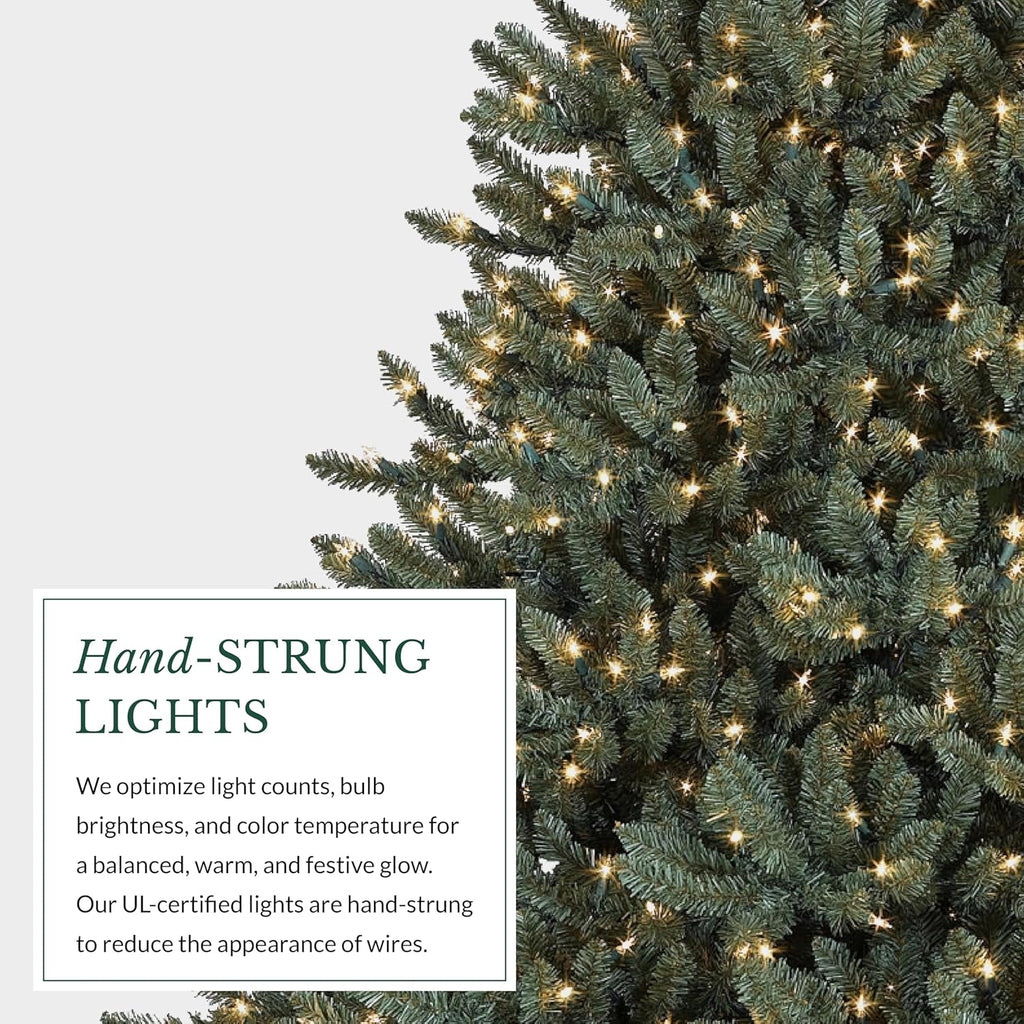 Balsam Hill Artificial Christmas Tree 7.5ft Pre-Lit Classic Blue Spruce With 1000 Clear Incandescent Lights
